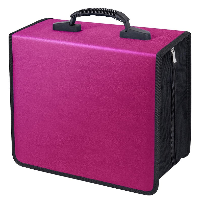 Siveit CD/DVD Binder, CD DVD Case Holder Binder 400 Capacity CD/DVD Wallet Storage Booklet Album Box (White Binder, Rose) - Image 1